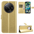 Flip case for Xiaomi Redmi A3, Crazy Horse Wallet, gold