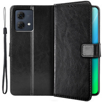 Flip case for Motorola Moto G84 5G, Crazy Horse Wallet, black
