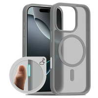 ERBORD Case with MagSafe for iPhone 16 Pro, Matte Case, active button, matt / titanium grey