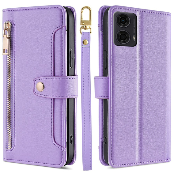 Flip case for Motorola Moto G04 / G24 / G24 Power, Wallet Zipper Pocket, purple