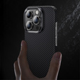 BENKS Kevlar Case voor iPhone 15 Pro, Carbon Fiber, black