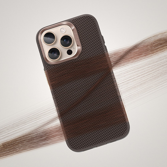 BENKS Kevlar Case for iPhone 16 Pro, for MagSafe, Carbon Fiber, brown