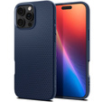 Spigen case for iPhone 16 Pro, Liquid Air, dark blue + 9H Tempered Glass
