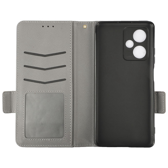 Flip case for Xiaomi Redmi Note 12 5G / POCO X5 5G, Wallet Litchi Magnet, grey