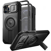Armored case for iPhone 12 / iPhone 12 Pro, Dexnor CamProtect MagSafe, black (Two frames)