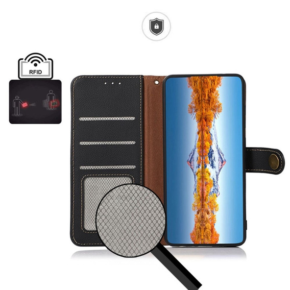 KHAZNEH RFID case for Xiaomi Poco F6 Pro, Litchi Texture, black