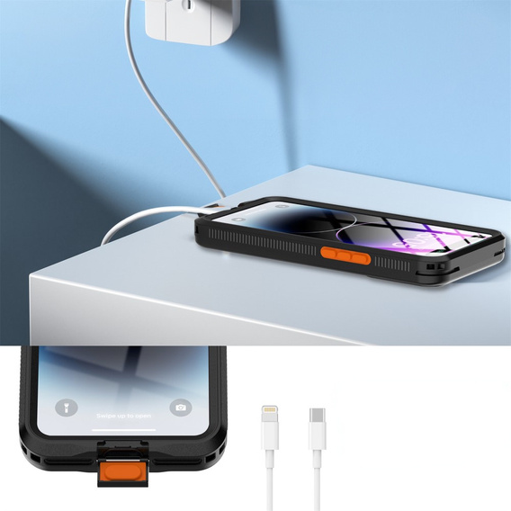 IP68 Waterproof Case for iPhone 15 Pro, SHELLBOX Air Box, black