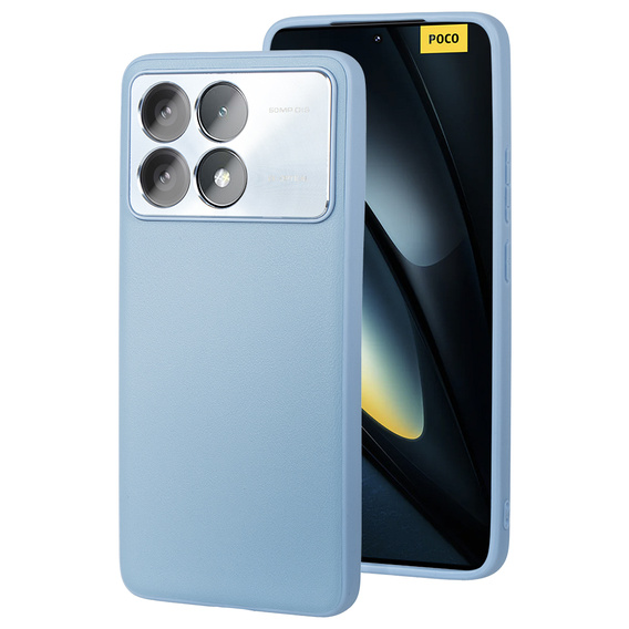 Leather case for Xiaomi Poco F6 Pro, leather hybrid, blue