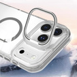 Case for iPhone 17 Pro Max, for MagSafe, with stand, transparent with grey inserts