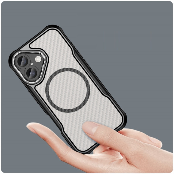 Case for iPhone 16 Plus, Fusion Hybrid Carbon, for MagSafe, black