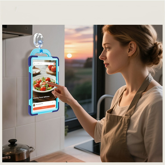 Children's case for Lenovo Tab M11, armored with strap, navy blue / green