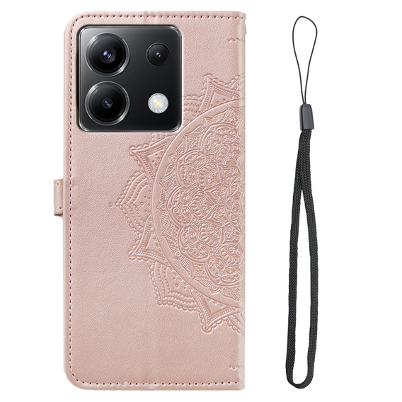 Flip case for Xiaomi Poco X6 5G, Mandala, pink rose gold