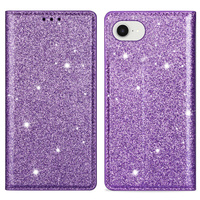 Flap case for iPhone 16E, Card Slot Glittery, purple