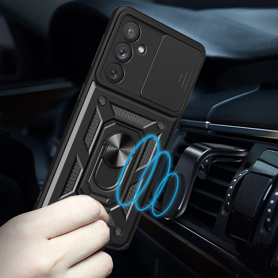 Armored case for Samsung Galaxy A54 5G, armored Slide Ring, black + 9H glass