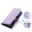 Flip case for iPhone 16 Pro, Rhombus Crossbody Leather, purple