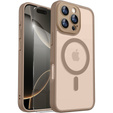 Case for iPhone 16 Pro, for MagSafe, ERBORD Matt Case, desert titanium + Screen Glass