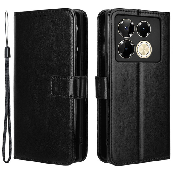 Flip case for Infinix Note 40 Pro Plus, Crazy Horse Wallet, black
