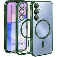 Case for Samsung Galaxy A15 4G/5G, Electro MagSafe, green + Screen Glass