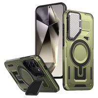 Case for Samsung Galaxy S24 FE, Military MagSafe with camera protection, green