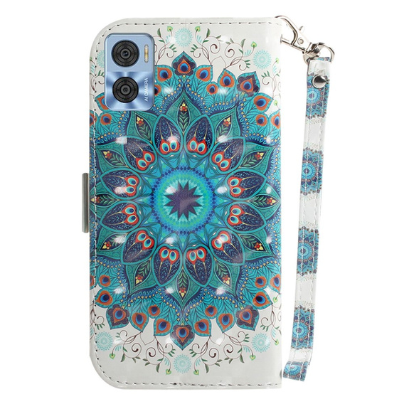Flip case for Motorola Moto E22 / E22i, Wallet mandala, white