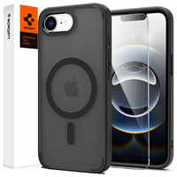 Spigen MagSafe Case for iPhone 16E, Ultra Hybrid, transparent / black + 9H Tempered Glass