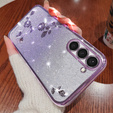 Case for Samsung Galaxy S23+ Plus Glitter Flower, purple