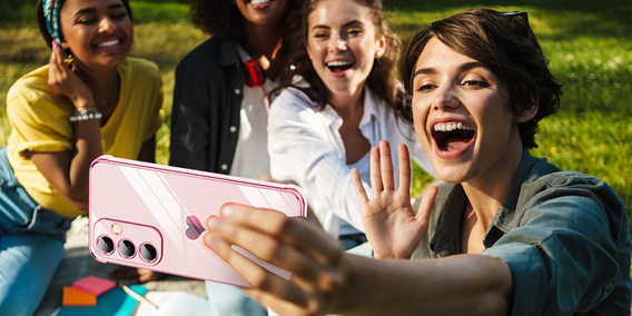 Case for Samsung Galaxy A56, Electro heart, pink rose gold + Glass 9H