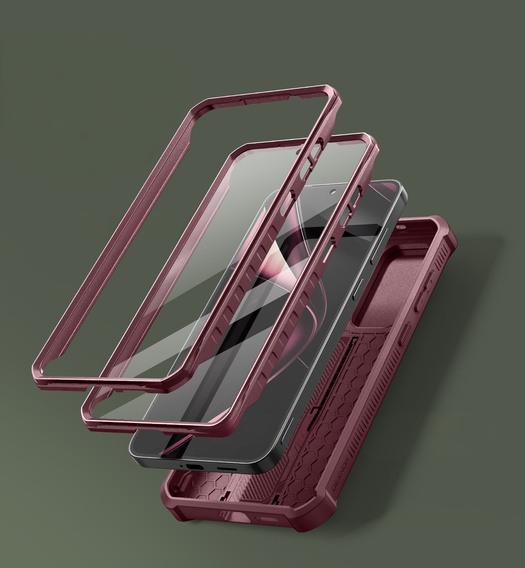 Armored case for Samsung Galaxy S25+ Plus, Dexnor Full Body (Two Frames), red