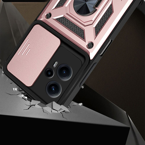 Case for Xiaomi Poco F5, CamShield Slide, pink rose gold