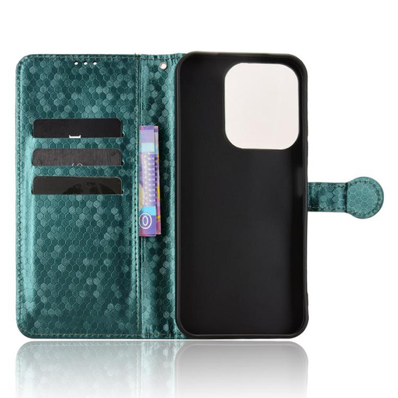 Flip case for Xiaomi Redmi 15C 4G/LTE, Wallet Rhombus, green
