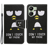 Flip case for Xiaomi Redmi 13C / Poco C65, Wallet, Don't Touch My Phone, black