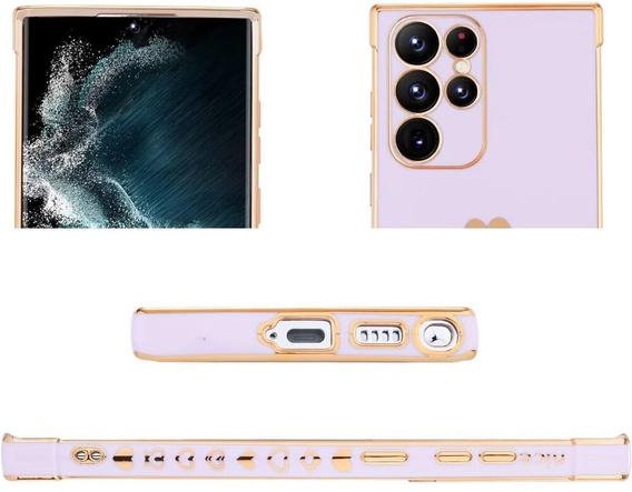 Case for Samsung Galaxy S24 Ultra, Electro heart, purple + Full Glue Ceramic Glass