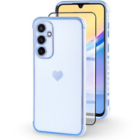 Case for Samsung Galaxy A15 4G / 5G, Electro heart, blue + Full Glue Ceramic Glass