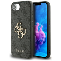 GUESS Case for iPhone 16E, 4G Big Metal Logo, black