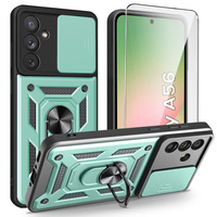 Armored Case for Samsung Galaxy A56, CamShield Slide, green + Tempered Glass 9H