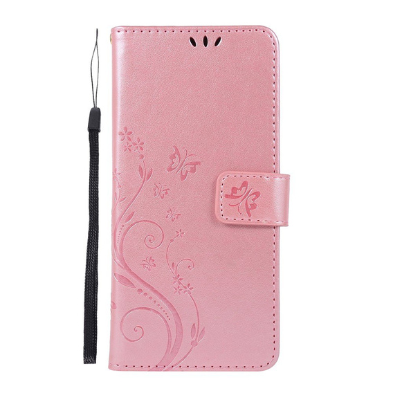Flip case for Samsung Galaxy A51, Butterfly Flower, pink rose gold