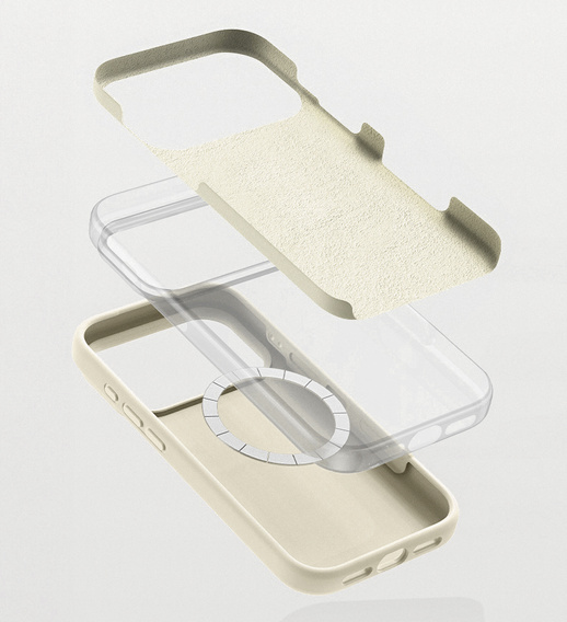 Silicone sleeve for iPhone 17 Pro, for MagSafe, anti-shock, beige