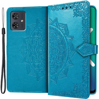 Flip case for Motorola Moto G54 5G, Mandala, blue