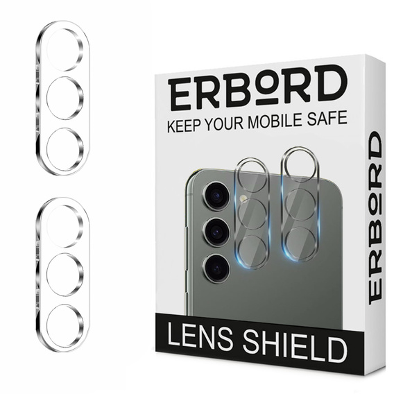 2x ERBORD tempered glass for camera to Samsung Galaxy S24+ Plus, transparent