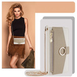 Flip case for Samsung Galaxy S24, Wallet Zipper Pocket, with mirror, white