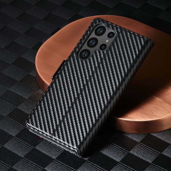 Flip case for Samsung Galaxy S23 Ultra, Carbon LC.IMEEKE, black