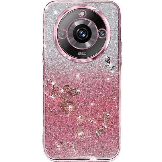Case for Realme 11 Pro 5G / Pro+ 5G, Glitter Flower, pink rose gold