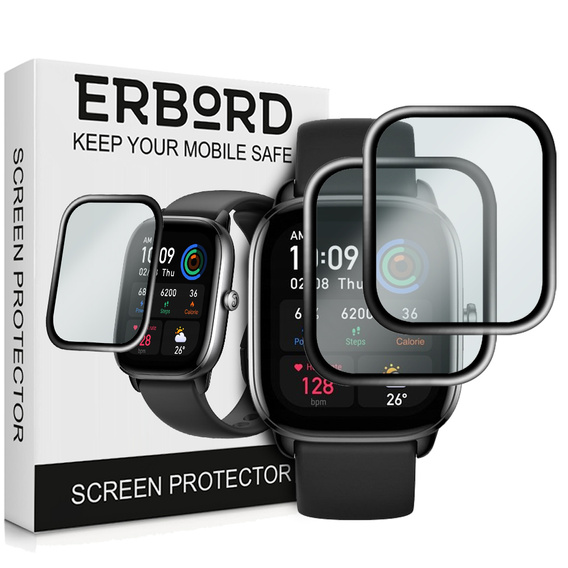 2x ERBORD Hybrid Glass for Amazfit GTS 4 Mini