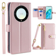 Flip case for Honor Magic5 Lite, Wallet Zipper Pocket, pink