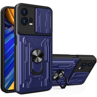 Armored case for Motorola Edge 30 Fusion 5G, Camera Slide Card Slot, blue