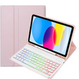 Case with illuminated bluetooth keyboard for iPad 10.9 2022 (10 gen.), pink