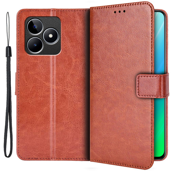 Flip case for Realme C53 4G, Crazy Horse Wallet, brown