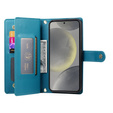 Flip case for Samsung Galaxy S25, Wallet Zipper Pocket, blue