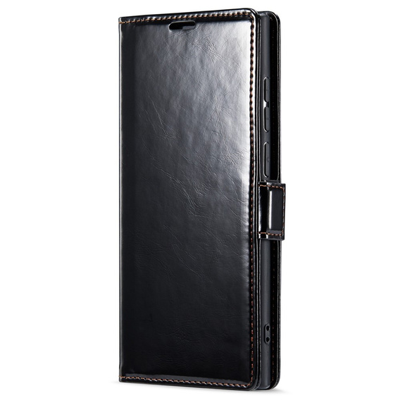 Flip case for Samsung Galaxy S23 Ultra, ERBORD Waxy Wallet, black