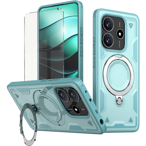 Case for Xiaomi Redmi Note 14 5G, Military MagSafe, blue + 9H glass